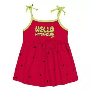 Vestido Hello Watermelon<BR>- Vermelho & Verde Limão<BR>- Livy Malhas