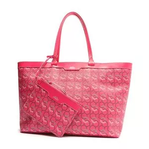 Bolsa Shopper Geométrica Com Clutch<BR>- Pink & Cinza<BR>- Arezzo & Co.