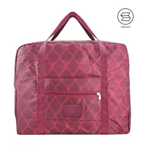 Bolsa De Viagem Dobrável<BR>- Bordô & Rosa Escuro<BR>- 36,5x45x20cm<BR>- Jacki Design