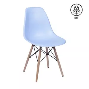 Jogo De Cadeiras Eames<BR>- Azul & Madeira Clara<BR>- 4Pçs<BR>- Or Design