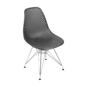 Cadeira Eames Colmeia<BR>- Preta & Prateada<BR>- 82,5x46,5x42cm<BR>- Or Design