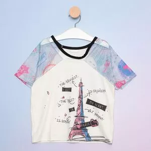 Blusa Infantil Torre Eiffel<BR>- Off White & Rosa