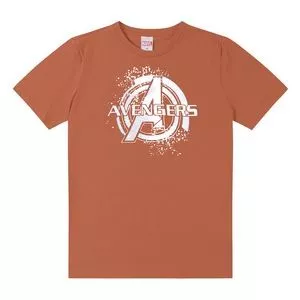 Camiseta Juvenil Avengers®<BR>- Bege & Branca<BR>- Cativa