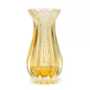 Mini Vaso Com Relevos<BR>- Incolor & Âmbar<BR>- 11,5xØ6cm<BR>- Cristais Cá d'Oro