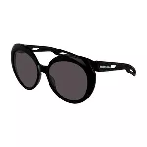 Óculos De Sol Redondo Balenciaga®<BR>- Preto & Branco<BR>- Balenciaga