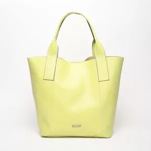 Bolsa Shopper Texturizada Em Couro<BR>- Verde Limão<BR>- 35x44x15cm<BR>- Griffazzi