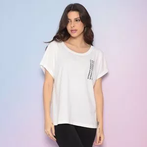 Camiseta Com Inscrições<BR>- Off White & Preta