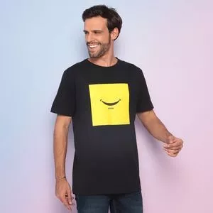 Camiseta Smile<BR>- Preta & Amarela
