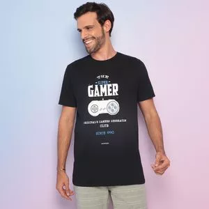 Camiseta Gamer<BR>- Preta & Branca