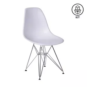 Jogo De Cadeiras Eames<BR>- Branco & Prateado<BR>- 2Pçs<BR>- Or Design