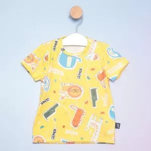 Camiseta Infantil Bichinhos<BR>- Amarela & Cinza<BR>- Luluzinha