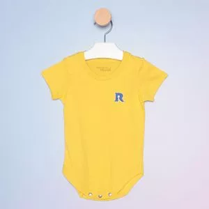 Body Infantil Com Bordado<BR>- Amarelo & Azul