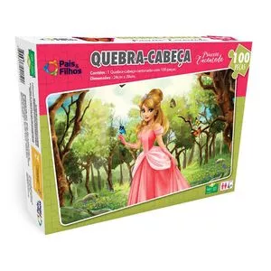 Quebra-Cabeça Princesa Encantada<BR>- Verde & Coral<BR>- 100Pçs<BR>- Pais & Filhos