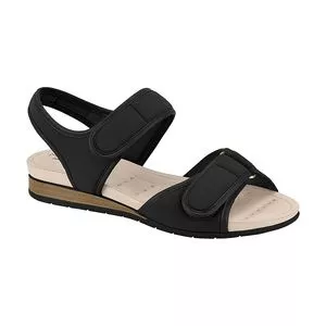 Sandália Plataforma Com Velcro<BR>- Preta<BR>- Salto: 3cm<BR>- Modare