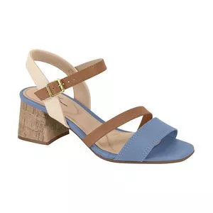 Sandália Com Tiras<BR>- Azul Claro & Marrom Claro<BR>- Salto: 5,3cm<BR>- Modare