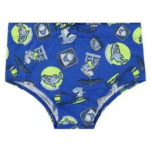Sunga Infantil Tubarão<BR>- Azul Marinho & Verde Limão