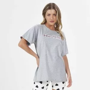 Camiseta Love<br /> - Cinza & Branca<br /> - Espaço Pijamas