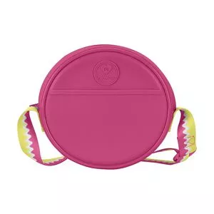 Bolsa Transversal Redonda<BR>- Pink & Verde Limão<BR>- Ø18,5x5,5cm<BR>- Molekinha