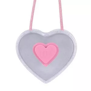Bolsa Transversal Coração<BR>- Incolor & Rosa Claro<BR>- Molekinha