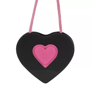 Bolsa Transversal Coração<BR>- Preta & Rosa<BR>- 18x15,5x6cm<BR>- Molekinha