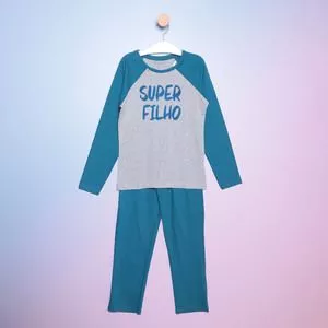 Pijama Juvenil Super Filho<BR>- Azul & Cinza<BR>- Bela Notte Pijamas