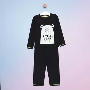 Pijama Infantil Little Bear Com Recortes<BR>- Preto & Branco<BR>- Bela Notte Pijamas