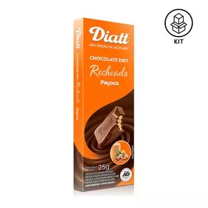 Barra Diatt Recheada<br /> - Chocolate Ao Leite Com Paçoca<br /> - 12 Unidades<br /> - Diatt