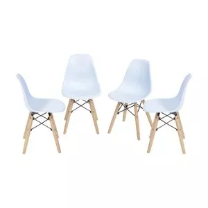 Jogo De Cadeiras Eames<BR>- Azul Claro & Madeira<BR>- 4Pçs<BR>- Or Design