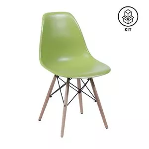 Jogo De Cadeiras Eames<BR>- Verde & Madeira Clara<BR>- 4Pçs<BR>- Or Design