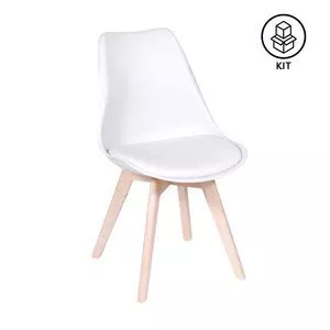 Jogo De Cadeiras Joly<BR>- Branco & Madeira<BR>- 4Pçs<BR>- Or Design