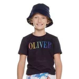 Camiseta Infantil Oliver®<BR>- Preta & Azul