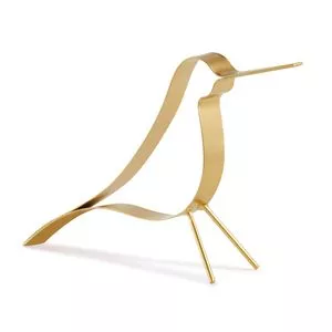 Pássaro Decorativo<BR>- Dourado<BR>- 19x28x7cm<BR>- Mart