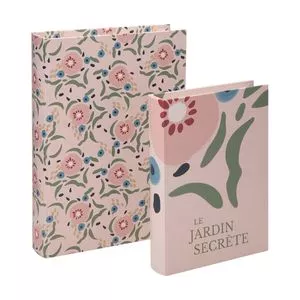 Jogo De Caixa De Livros Decorativos<BR>- Rosa & Verde<BR>- 2Pçs<BR>- Mart