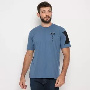 Camiseta Com Recortes<BR>- Azul & Preta
