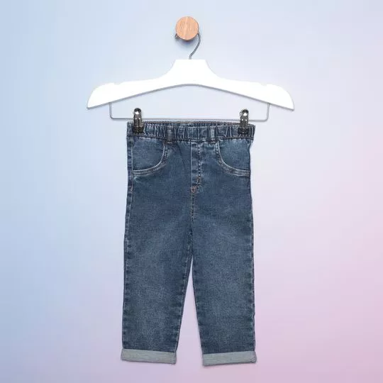 Calça Jeans Infantil Reta Com Bolsos- Azul Escuro