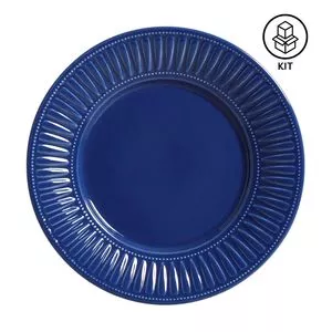 Jogo De Pratos Para Sobremesa Daisy<BR>- Azul Escuro<BR>- 6Pçs<BR>- Porto Brasil