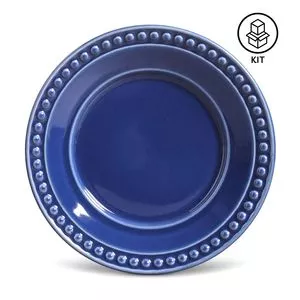 Jogo De Pratos Para Sobremesa Atenas<BR>- Azul Escuro<BR>- 6Pçs<BR>- Porto Brasil