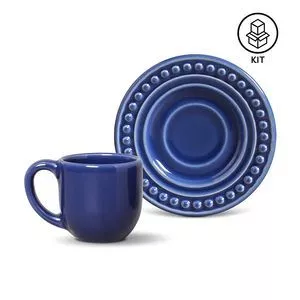 Jogo De Xícaras Para Café Atenas<BR>- Azul Escuro<BR>- 6Pçs<BR>- 72ml<BR>- Porto Brasil