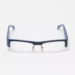 Armação Retangular Para Óculos De Grau<BR>- Preta & Azul<BR>- Carmim