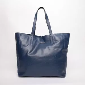 Bolsa Shopper Em Couro<BR>- Azul Marinho<BR>- 38,5x43x14cm