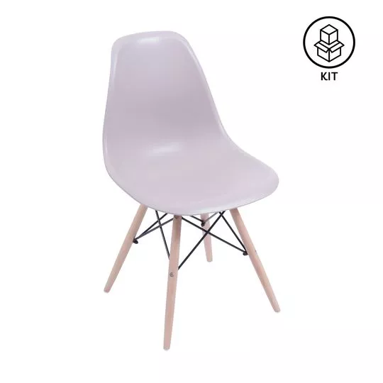 Jogo De Cadeiras Eames- Fendi & Madeira- 2Pçs- Or Design
