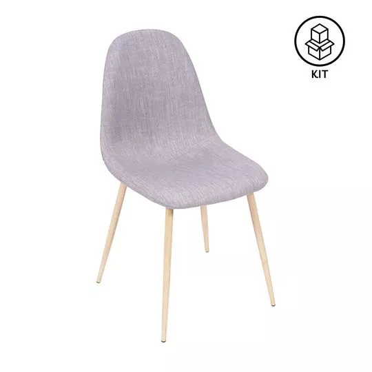 Jogo De Cadeiras Charla- Cinza & Bege- 2Pçs- Or Design