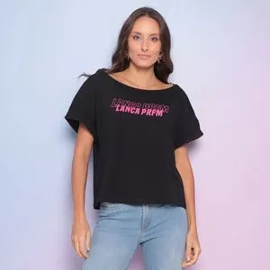 Camiseta Com Inscrições<BR>- Preta & Pink<BR>- Lança Perfume