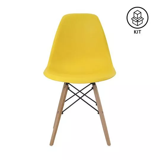 Jogo De Cadeiras Eiffel- Amarelo & Bege Claro- 2Pçs- Rivatti