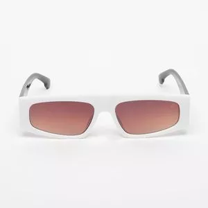 Óculos De Sol Retangular<BR>- Marrom & Branco