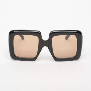 Óculos De Sol Quadrado<BR>- Marrom Claro & Preto