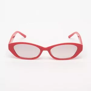 Óculos De Sol Retangular<BR>- Cinza & Vermelho