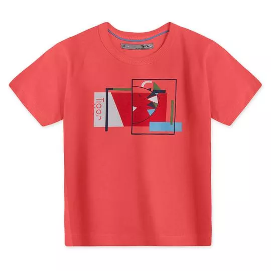 Camiseta Infantil Tigor- Coral & Vermelha