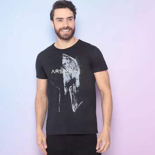Camiseta Armadura- Preta & Cinza