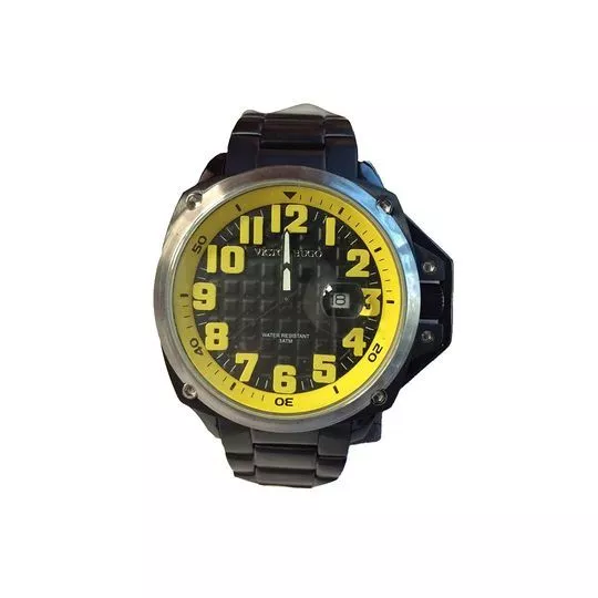 Relógio Analógico 10084GSB-02M- Prateado & Amarelo- VICTOR-HUGO